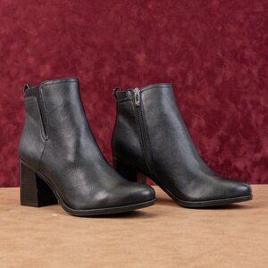 Naturalizer Women Jodi Black Faux Leather Zip Dress Office Ankle Boots sz 10